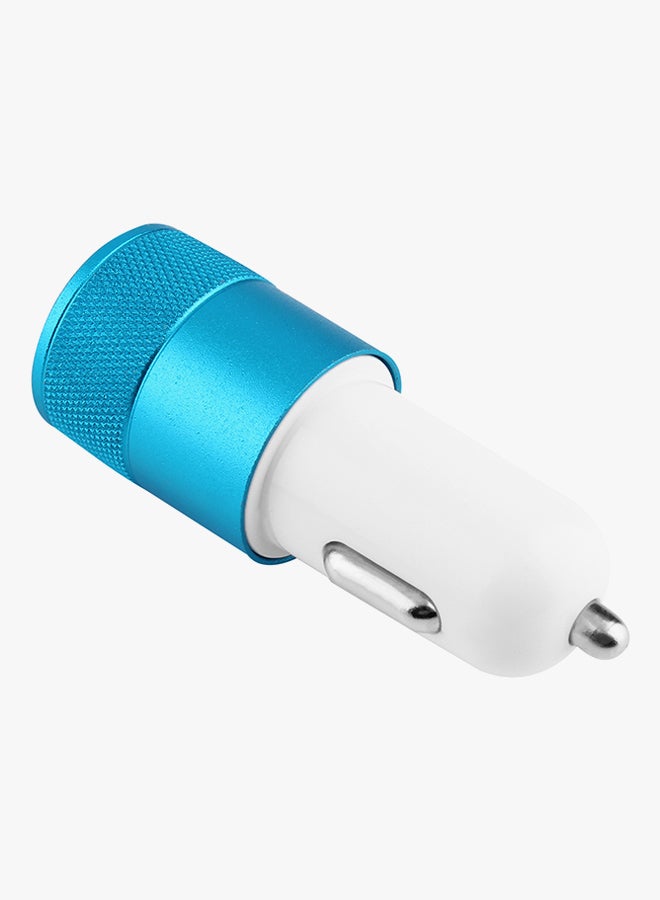 2-Port Bullet Shape Socket Dual USB Charger For Mobile Phones White/Blue
