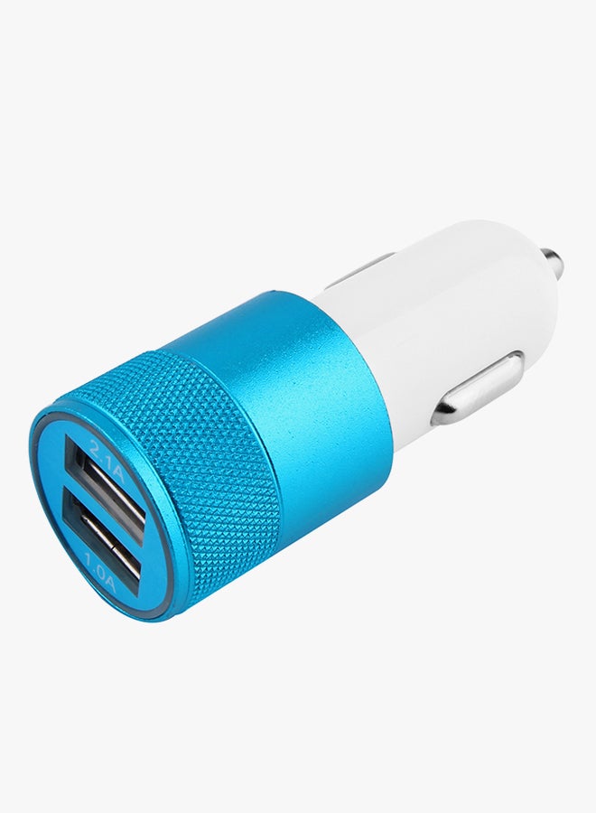 2-Port Bullet Shape Socket Dual USB Charger For Mobile Phones White/Blue