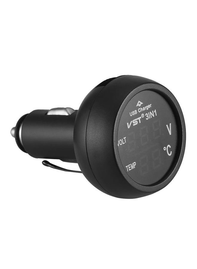 OUTAD 3-In-1 Digital LED USB Car Charger Black - Image 4
