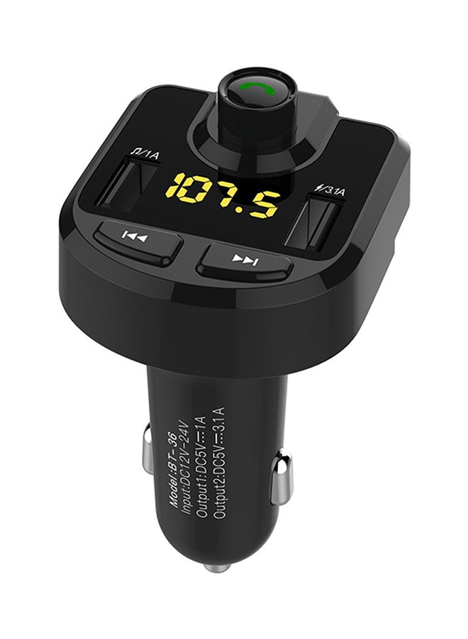 ليشب شاحن سيارة USB لا يدوي مزدوج بخاصية البلوتوث أسود