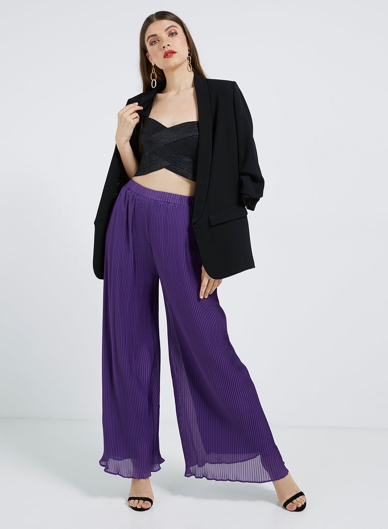 Golden Apple Elasticated Waist Palazzo Pants Purple  - Image 1