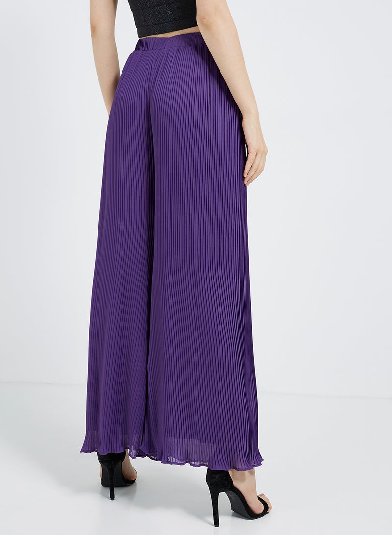 Golden Apple Elasticated Waist Palazzo Pants Purple  - Image 2