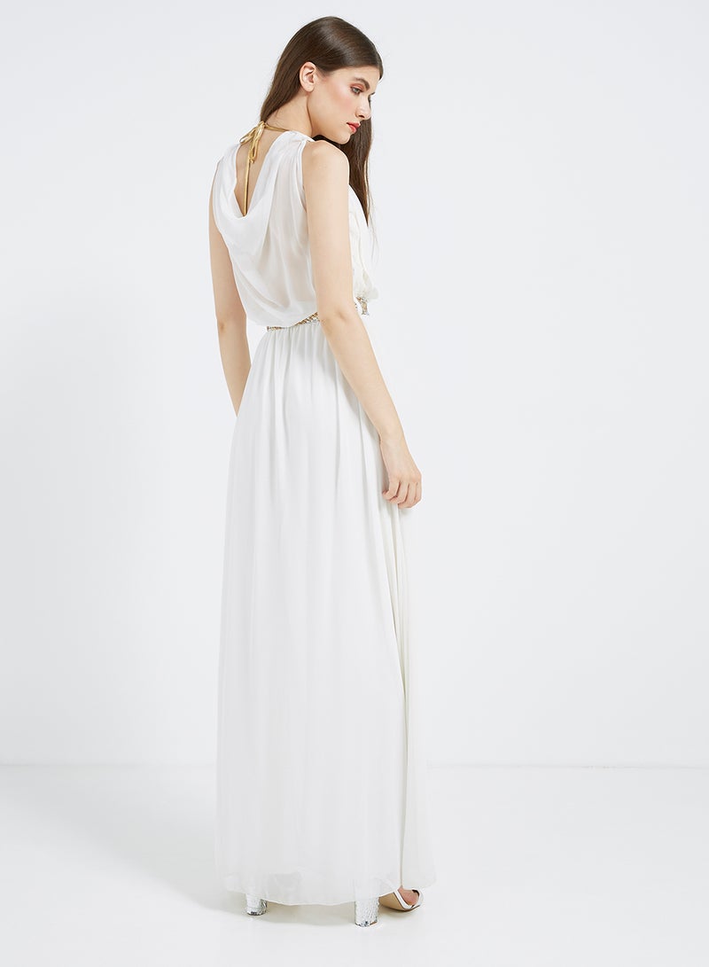 Golden Apple Solid Lace Detailed Maxi Dress White  - Image 2