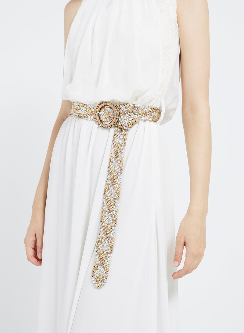 Golden Apple Solid Lace Detailed Maxi Dress White  - Image 3