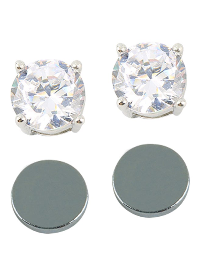 Alloy Crystal Magnet Stud Earrings 