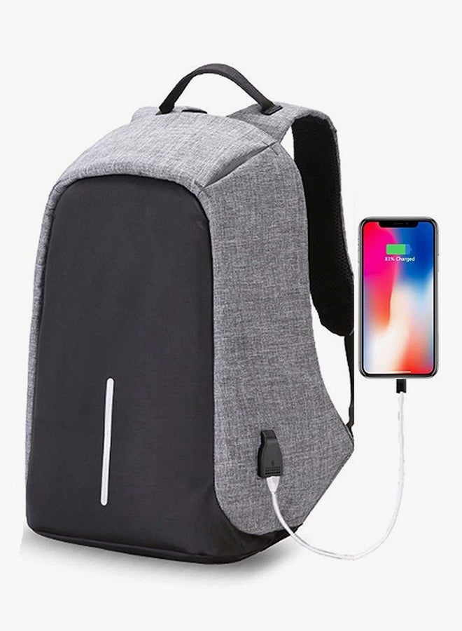 حقيبة ظهر للسفر ضد السرقة مضادة للماء ومزوّدة بشاحن بمنفذ USB رمادي / أسود - Image 3