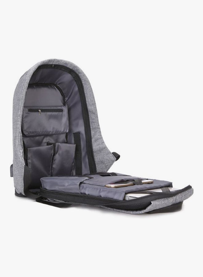 Anti Theft Backpack With USB Charging Port Grey/Black - Image 5
