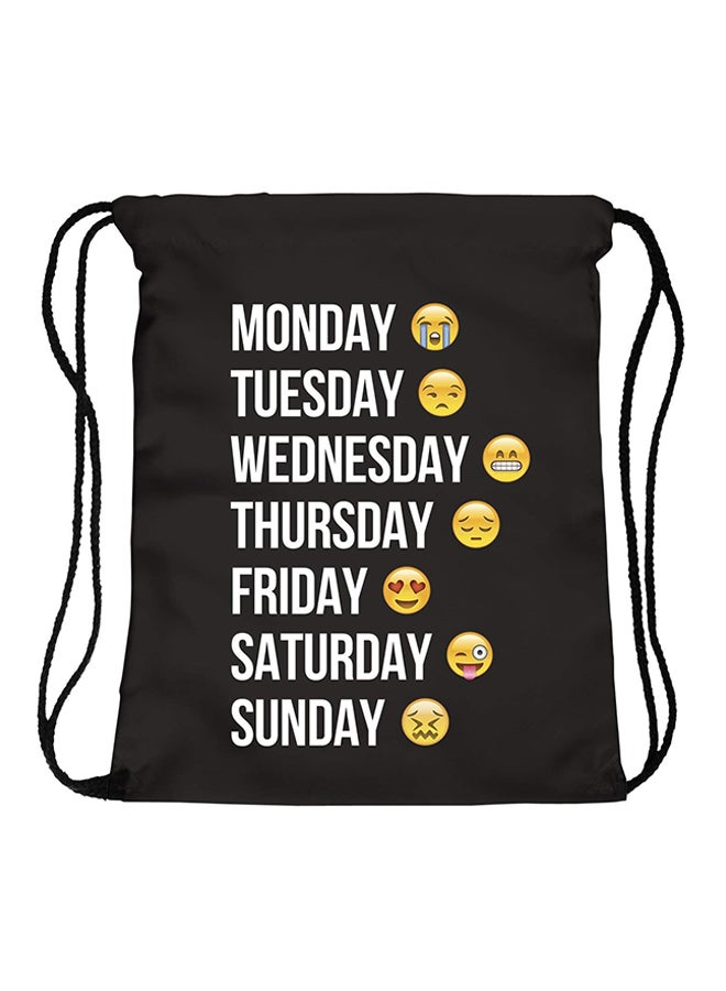 حقيبة عمل محمولة بنقش أيام الأسبوع كاملة من الإثنين للأحد بتصميم إيموجي أسود - Image 1