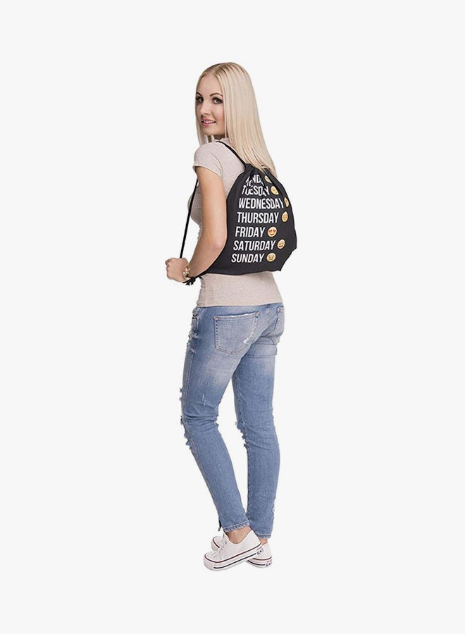 حقيبة عمل محمولة بنقش أيام الأسبوع كاملة من الإثنين للأحد بتصميم إيموجي أسود - Image 3