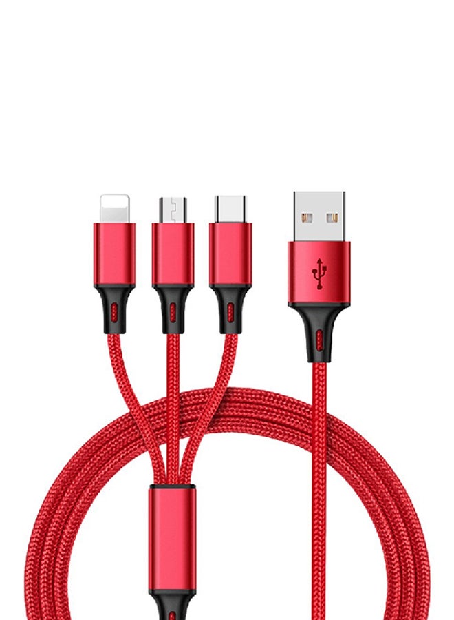 3-In-1 Charging Cable Red - Image 1