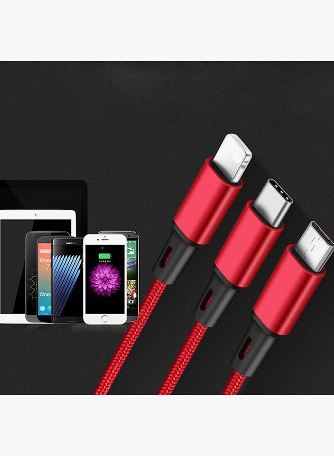 3-In-1 Charging Cable Red - Image 3