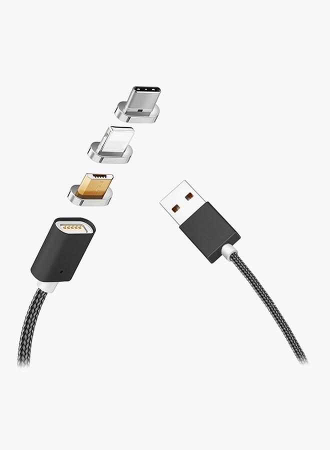 3-In-1 Micro USB Magnetic Data Sync Charging Cable Dark Grey - Image 3