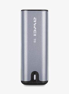 Awei T8 Bluetooth In-Ear Earphones With Charging Base Grey/Black  - Image 2