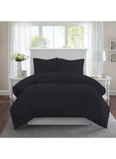 3-Piece Tufted Pattern Egyptian Cotton Duvet Cover Set Black - v1531934906/N15765113A_1