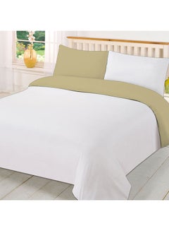 3-Piece Reversible Egyptian Cotton Duvet Cover Set Beige/White - v1531934995/N15765151A_1