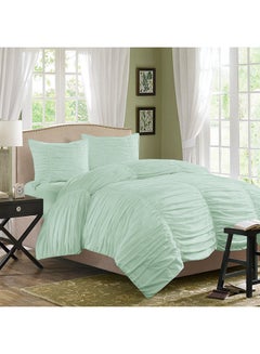 3-Piece Gathered Egyptian Cotton Duvet Cover Set Light Green - v1531935084/N15765208A_1