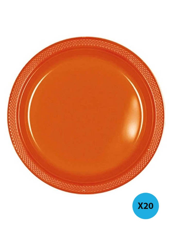 أمسكان طقم أطباق بلاستيكية مستديرة الشكل مكون من 20 قطعة 9بوصة