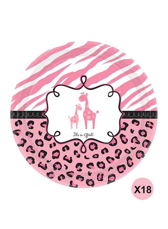 Amscan 18-Piece Sweet Safari Baby Shower Plates 10.5inch Kids Birthday Party Tableware, Party Supplies 10.5inch