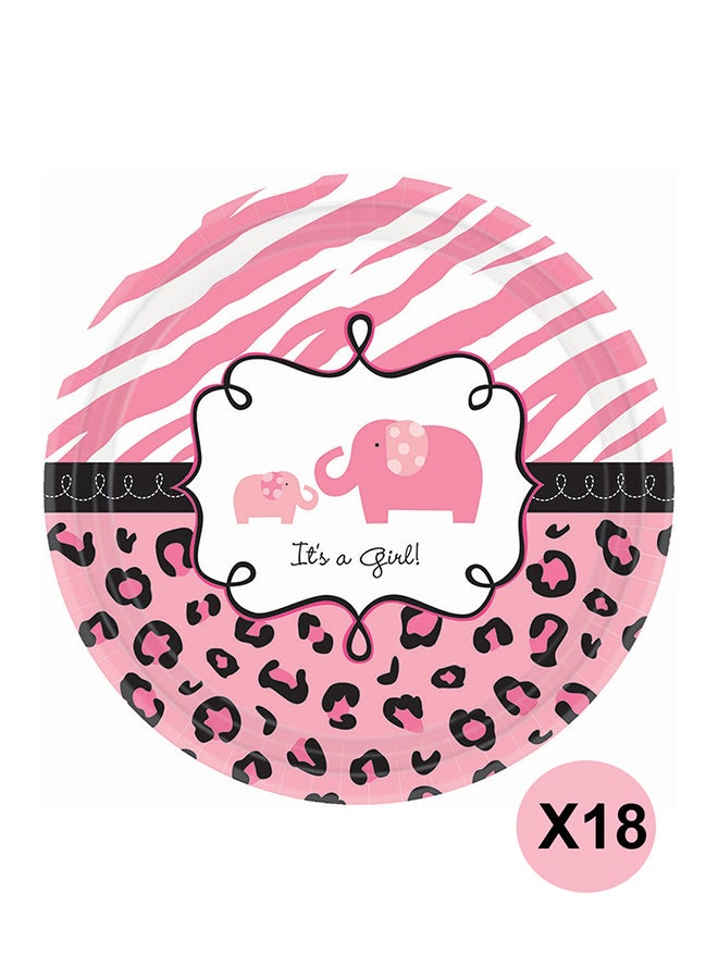 Amscan 18-Piece Sweet Safari Round Shower Plates Set 7inch