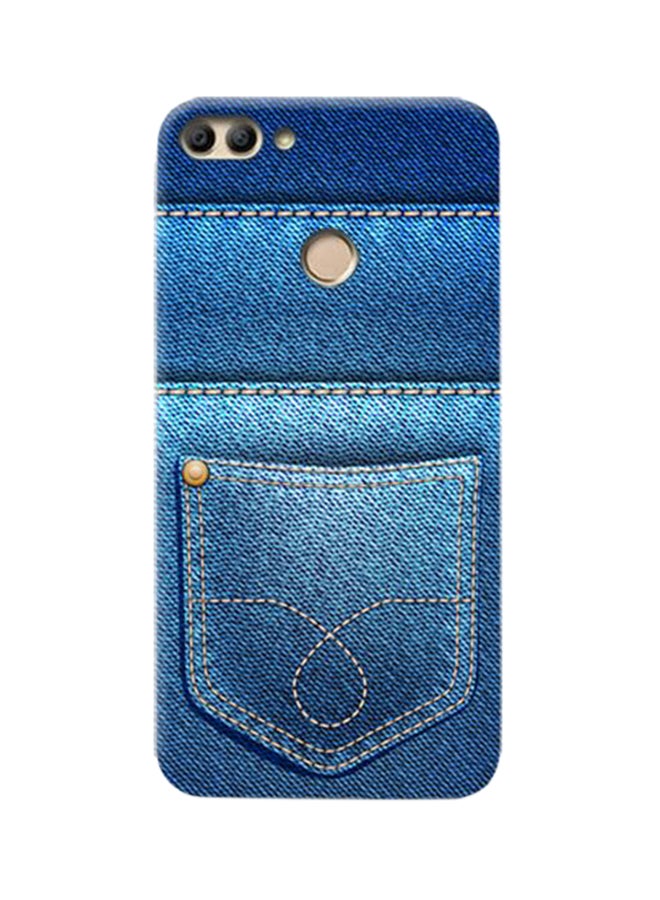 غطاء حماية بنمط الجينز لهاتف هواوي Y9 2018 أزرق