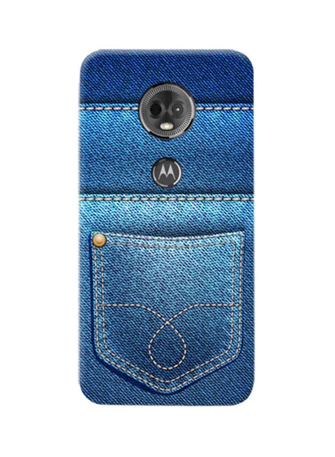 Thermoplastic Polyurethane Jeans Pattern Case Cover For Motorola Moto E5 Plus Blue