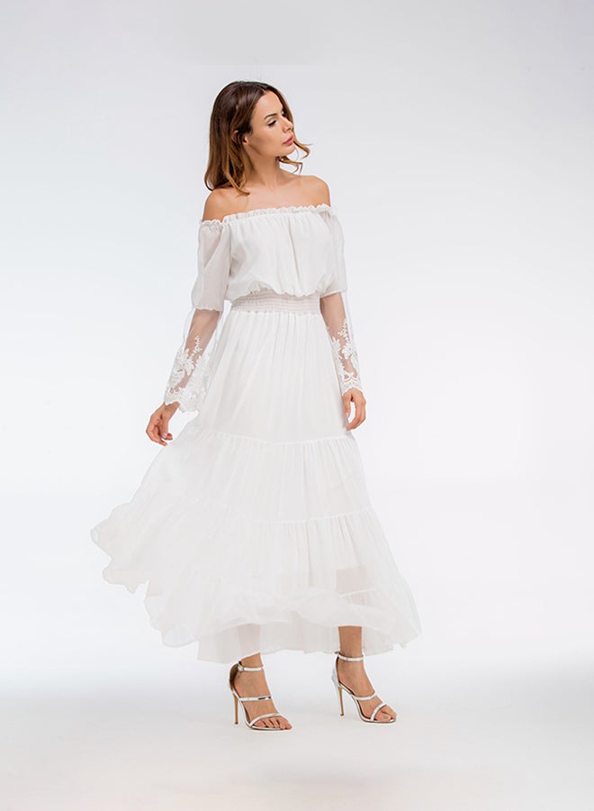 Off Shoulder Maxi Dress White  - Image 3