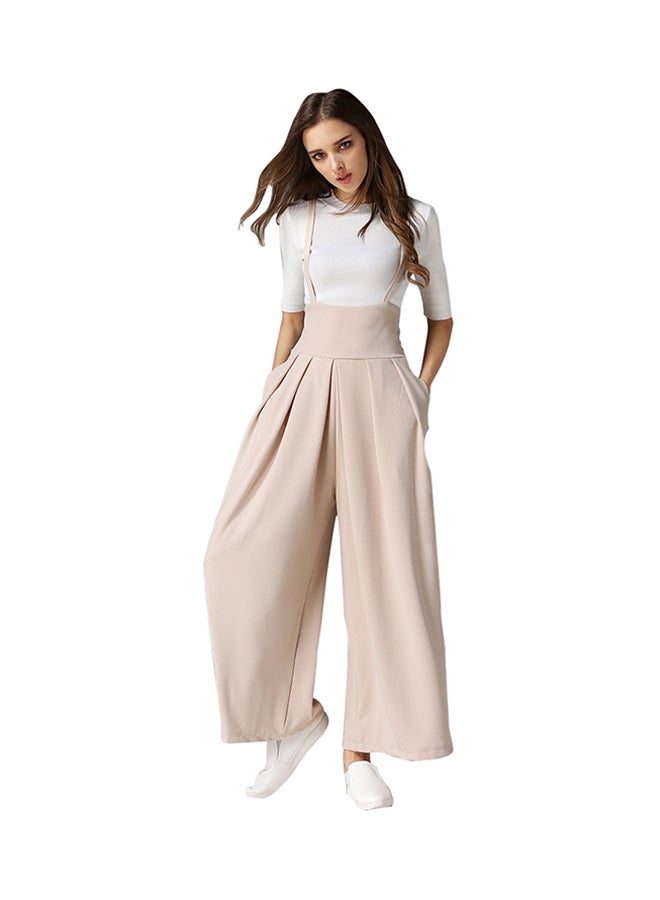 High Waisted Wide Legs Pants Apricot  - Image 1