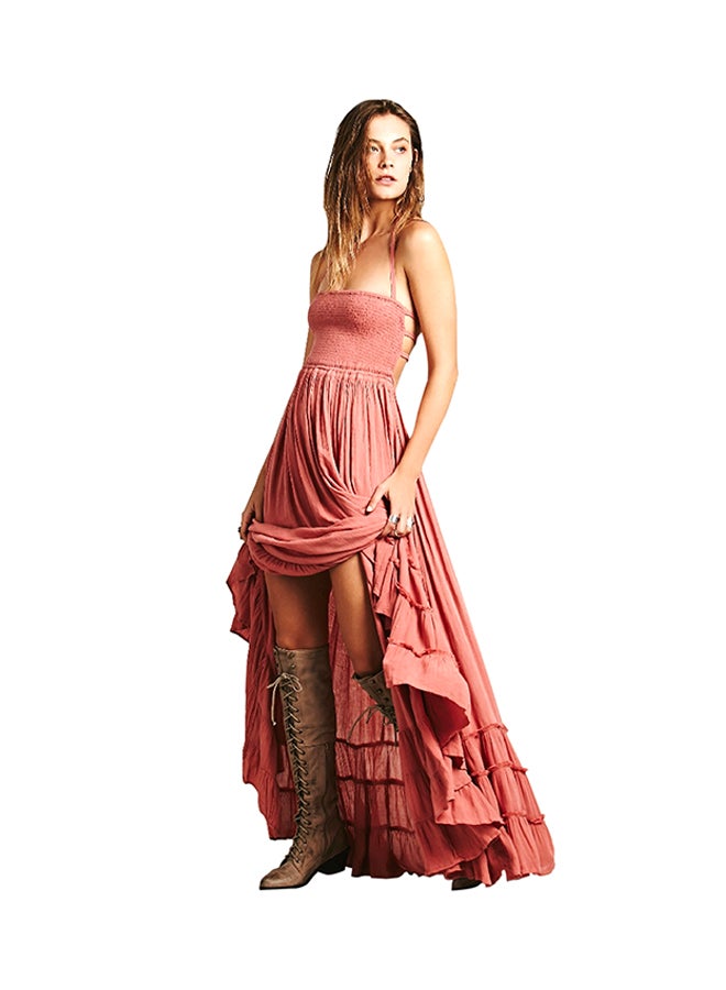 Halter Neck Maxi Dress Pink  - Image 1