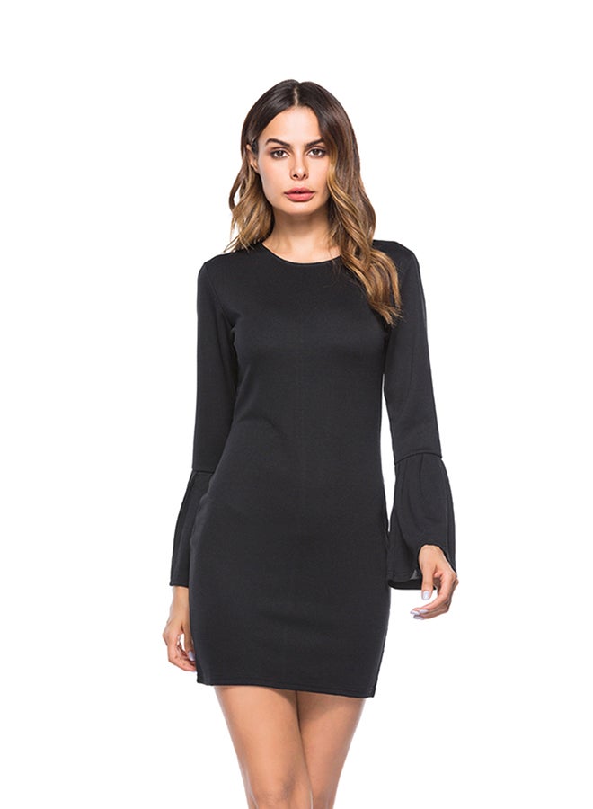 Long Sleeves Mini Dress Black  - Image 1