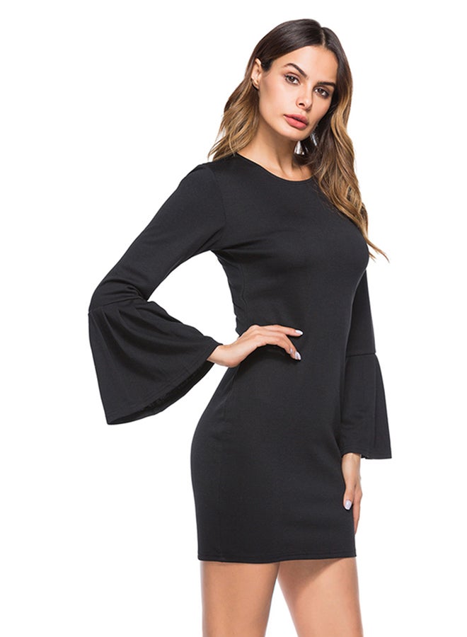Long Sleeves Mini Dress Black  - Image 3