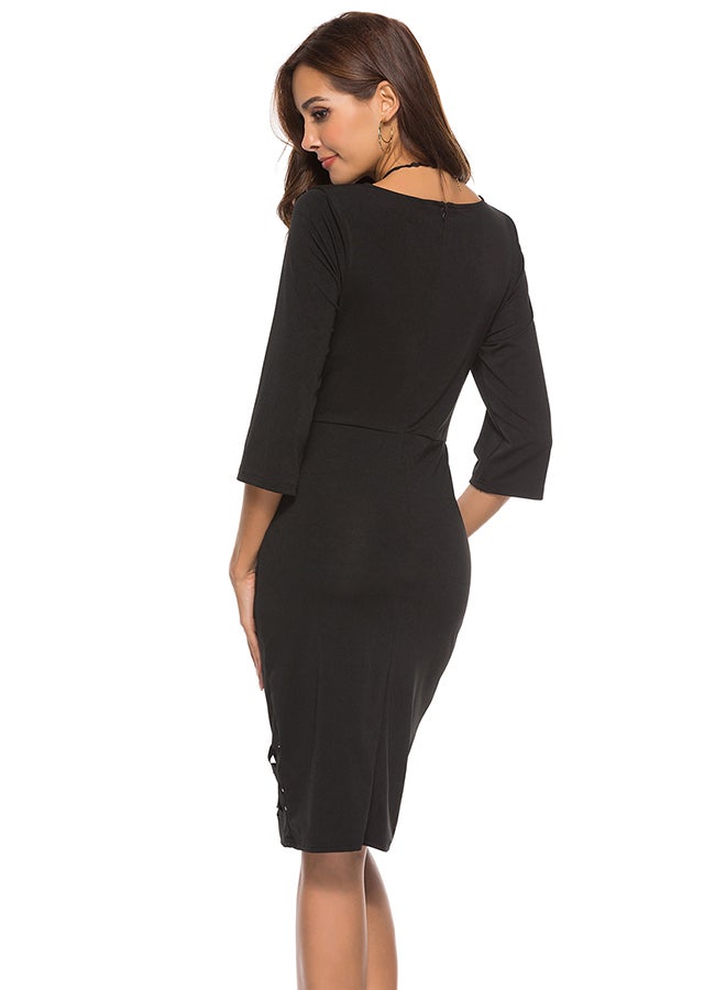 Round Neck Mini Dress Black - Image 2