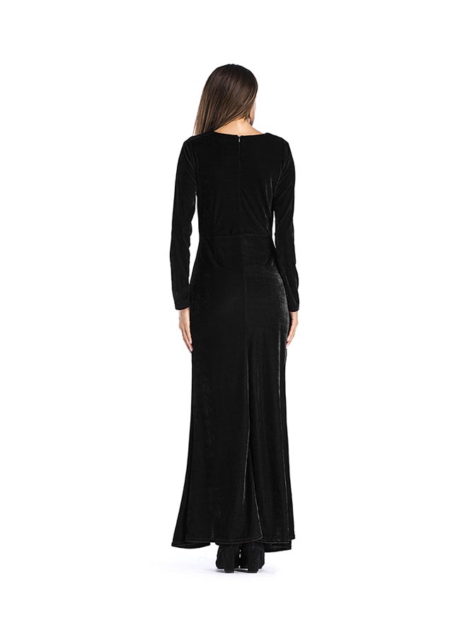 V-Neck Slit Maxi Dress Black  - Image 2