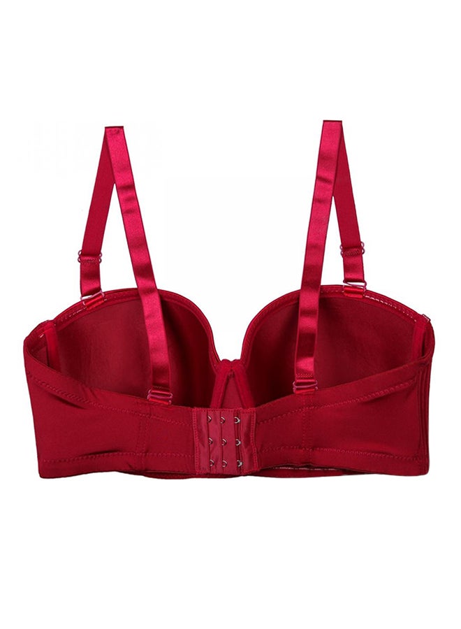 Removable Strap Plus Size Multiway Balcontte Bra Red  - Image 2