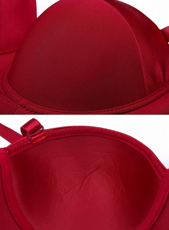Removable Strap Plus Size Multiway Balcontte Bra Red  - Image 4