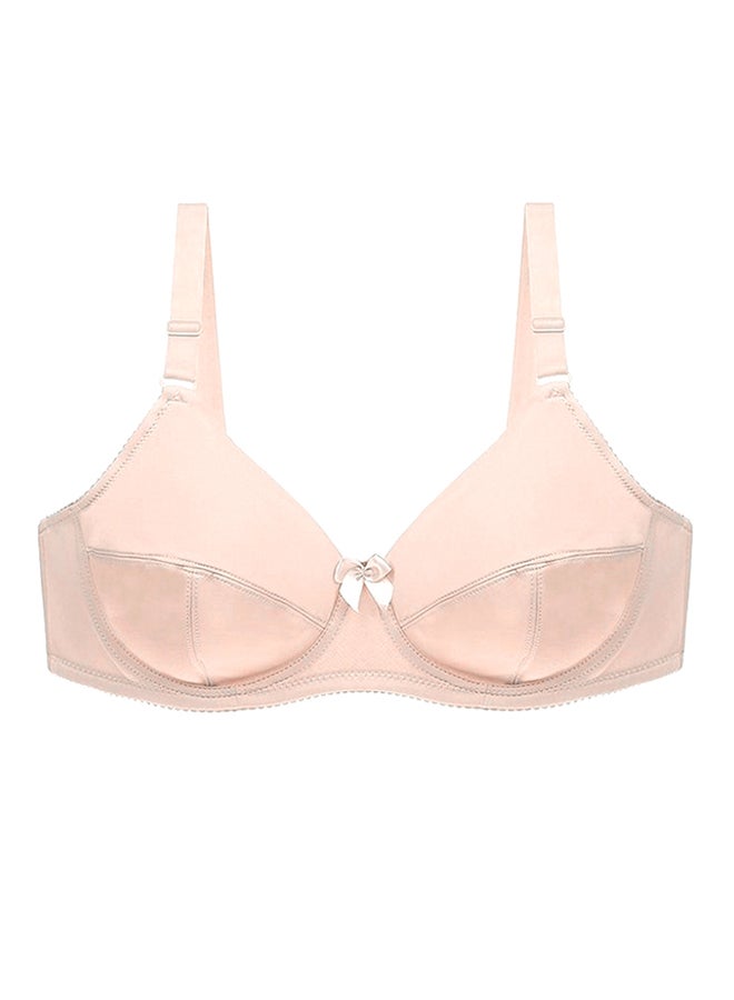 Non-padded Plus Size Underwired Bra Beige  - Image 4