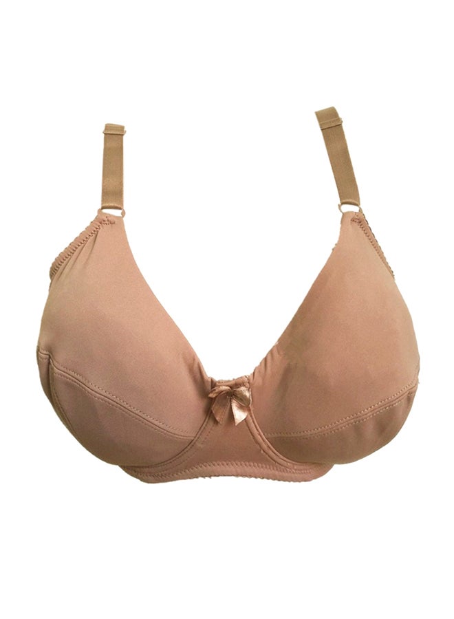 Non-padded Plus Size Underwired Bra Beige  - Image 1