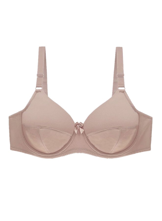 Non-padded Plus Size Underwired Bra Beige  - Image 4