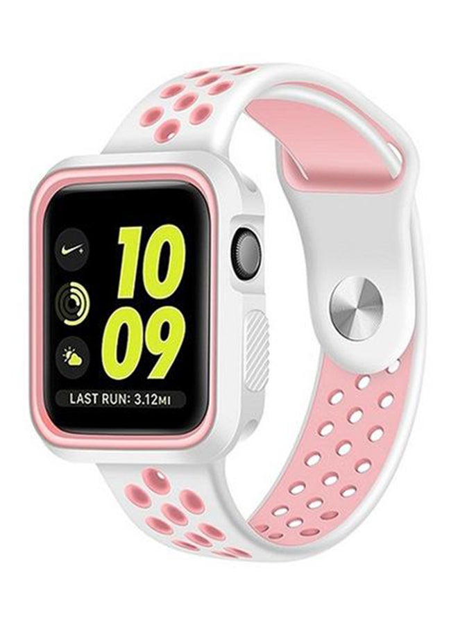 Replacement Band for Apple Watch Series 1/2/3 42mm White/Pink - Image 1