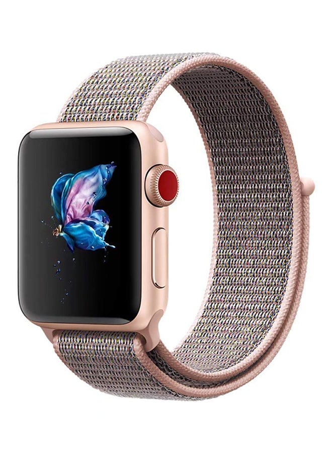 Nylon Replacement Wrist Band For Apple Watch Series 3/2/9 Grey/Pink