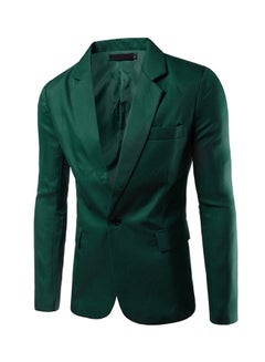British Style Slim Fit Plus Size Blazers Dark Green