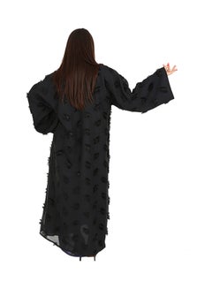 رهف عباية سادة بأكمام جرس أسود  - Image 2