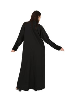 رهف عباية بأكمام طويلة برقبة بشكل حرف "في" أسود  - Image 2