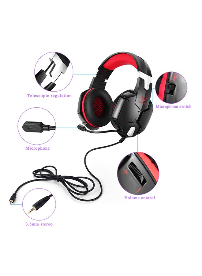 كوشن إيتش سماعة رأس G1200 سلكية للألعاب بتصميم يغطي الأذن مزودة بميكروفون لجهاز الألعاب بلايستيشن 4/ جهاز الألعاب بلايستيشن 5/ إكس بوكس ون/ إكس بوكس سيريس إكس/ نينتندو سويتش/ الحاسوب - Image 3