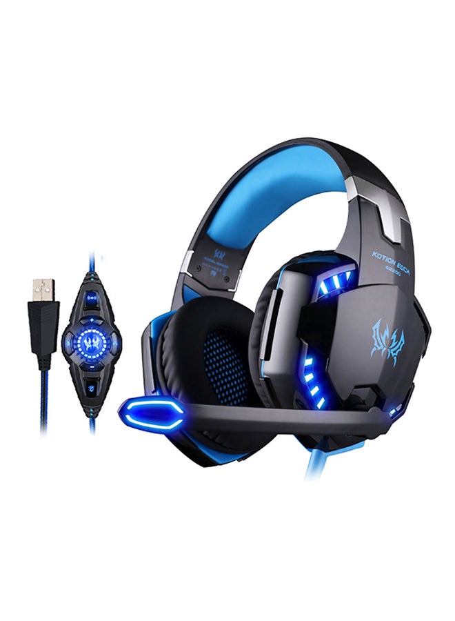 Noise Canceling Wired Over-Ear Headset With Microphone Black/Blue - v1532025490/N15509175A_1