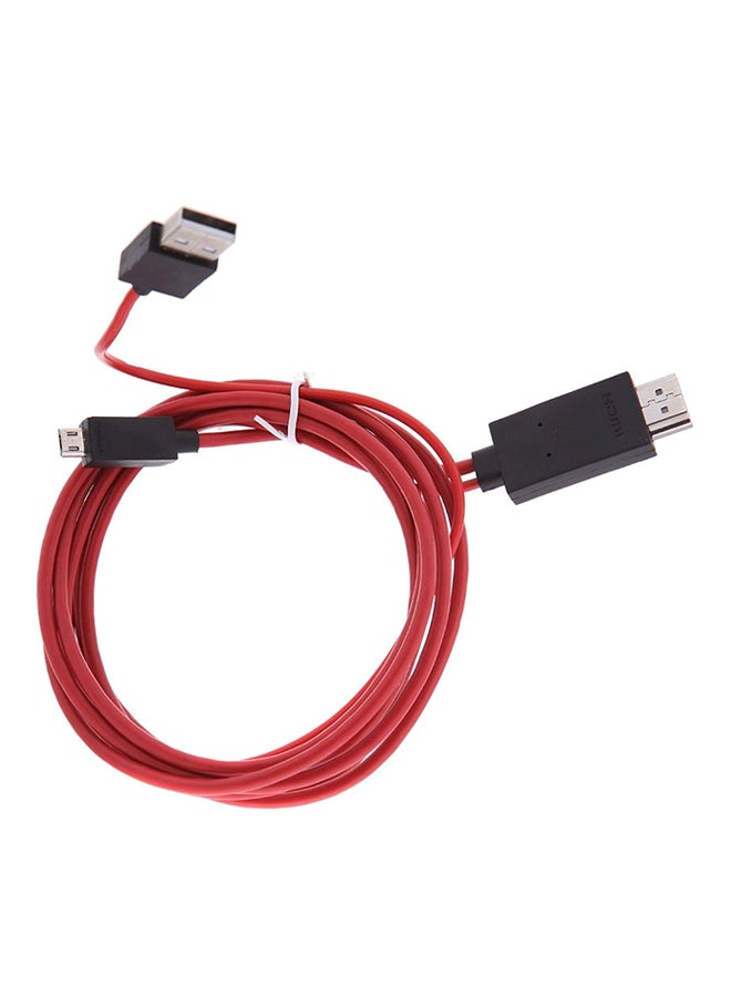 كابل محوّل مايكرو USB إلى HDMI أحمر - Image 1