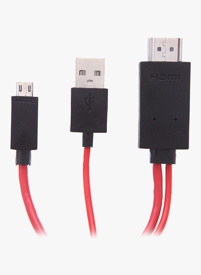 كابل محوّل مايكرو USB إلى HDMI أحمر - Image 2