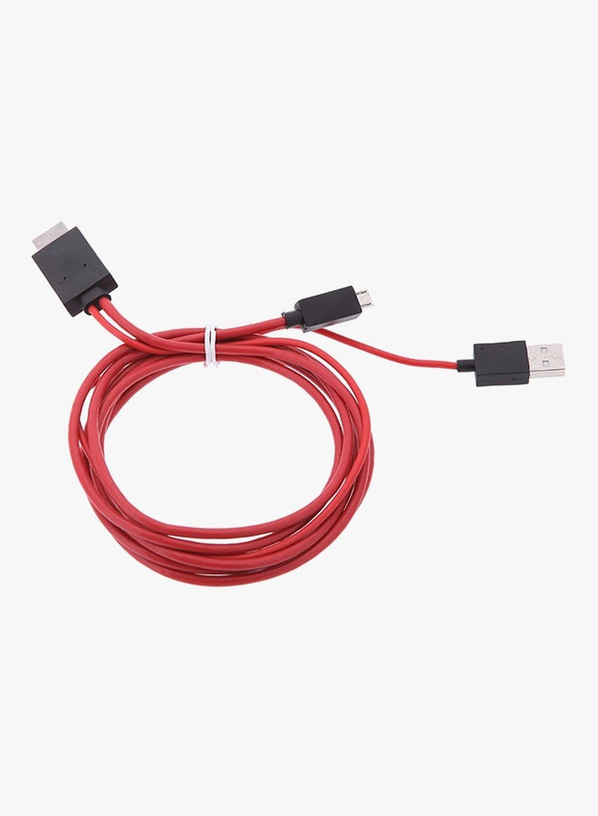 كابل MHL صوت وصورة من مايكرو USB إلى HDMI للتلفزيون أحمر - Image 2