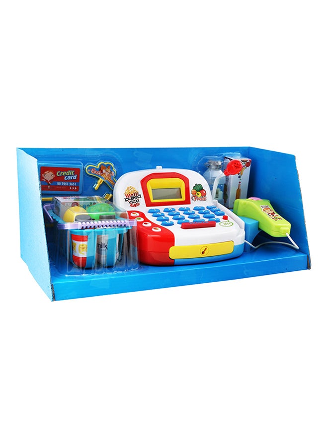 ويل بلاي طقم لعبة صندوق المحاسبة في السوبرماركت مع نقود مزيفة 20x42x15سم