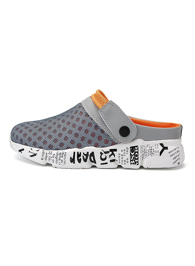 Mesh Detailed Slippers Grey/Orange/White  - Image 1