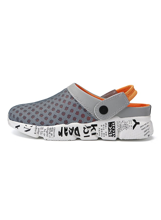Mesh Detailed Slippers Grey/Orange/White  - Image 3